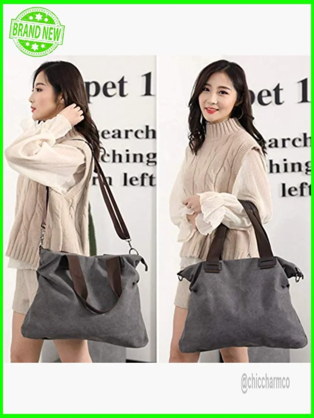Canvas Tote Bag Crossbody Hobo Satchel Shoulder Bag Work Travel Handbag